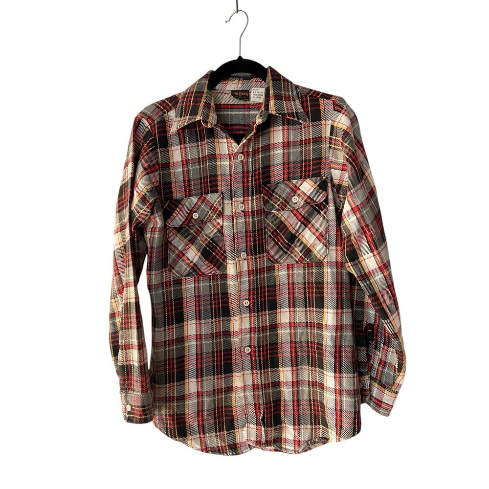 Vintage 70s Big Yank Plaid Flannel Shirt Mens Size S Workwear Lumberjack Cabin